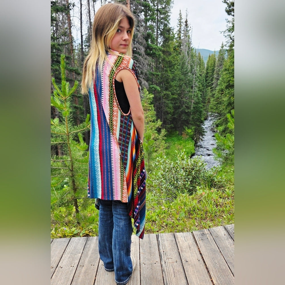 Wrangler Multicolor Patterned Wrap Vest Size Small