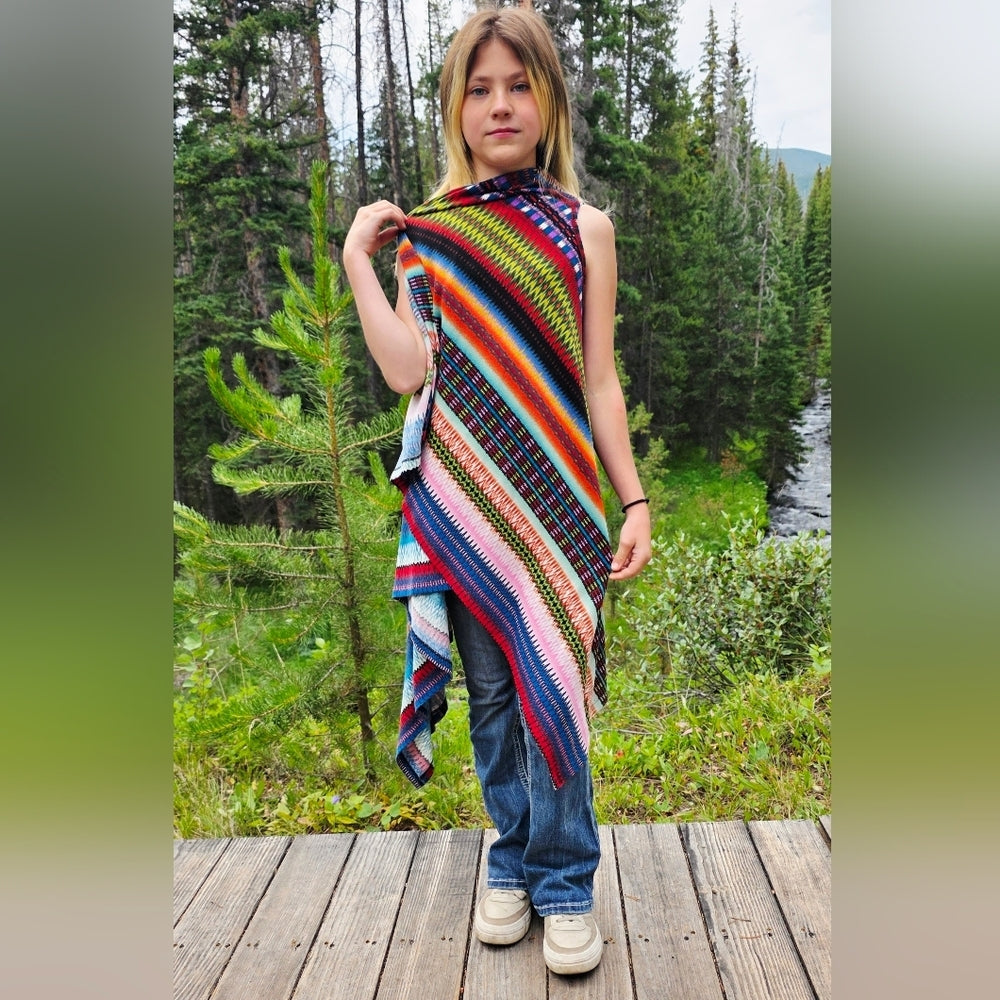 Wrangler Multicolor Patterned Wrap Vest Size Small