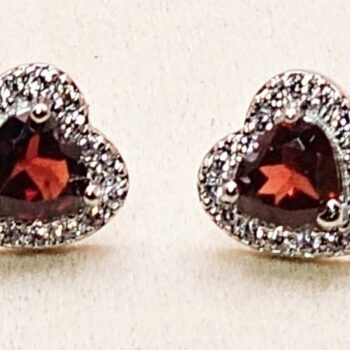 Garnet Heart Earrings